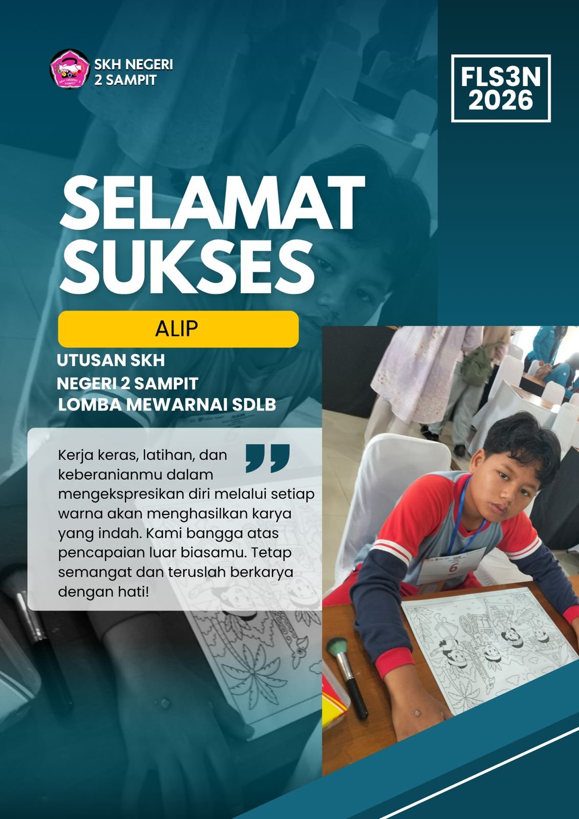 Alip Wakili SKH Negeri 2 Sampit pada Lomba Mewarnai SDLB FLS3N 2026